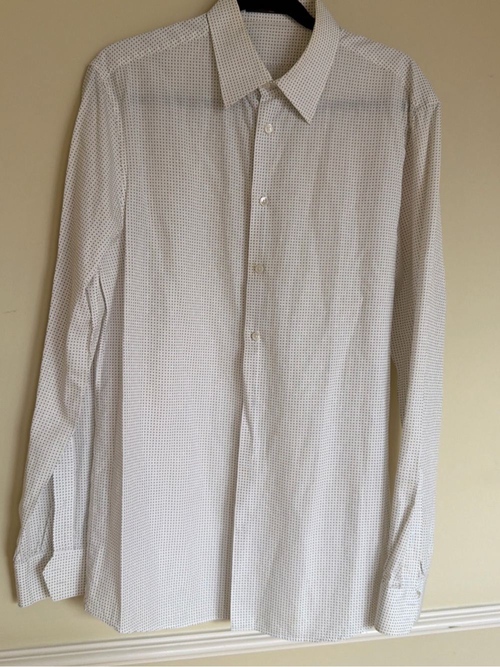 Louis Vuitton White Micro-Grid Dress Shirt